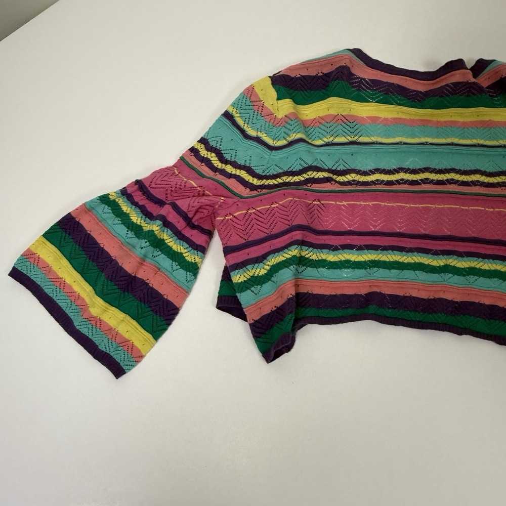 Soft Surroundings Sweater Women's XL Colorful Stripe Cardigan Bell Sleeve Top - Picture 8 of 12